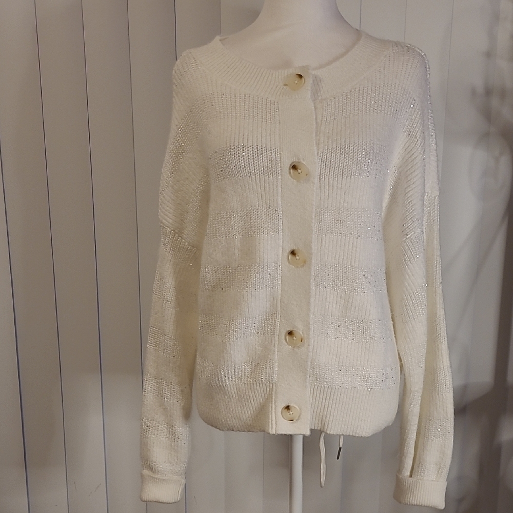 On 34th Women's Cream Button-Up Sweater